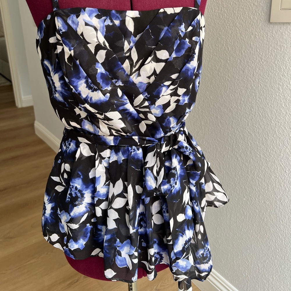 NWT WHBM Silky Blue Floral Bustier Top Size 8